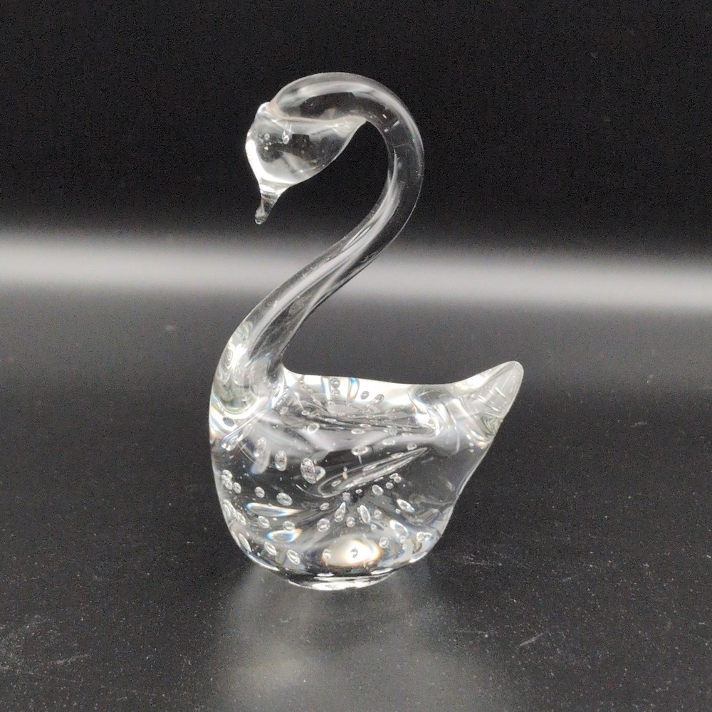 Art Glass Swan Duck Figurine Controlled Bubbles Paperweight Decor Gift‎ Vintage